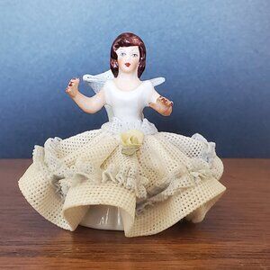 Small Sandizell Höffner & Co. Dresden Lace Porcelain Lady Figurine, 1960s